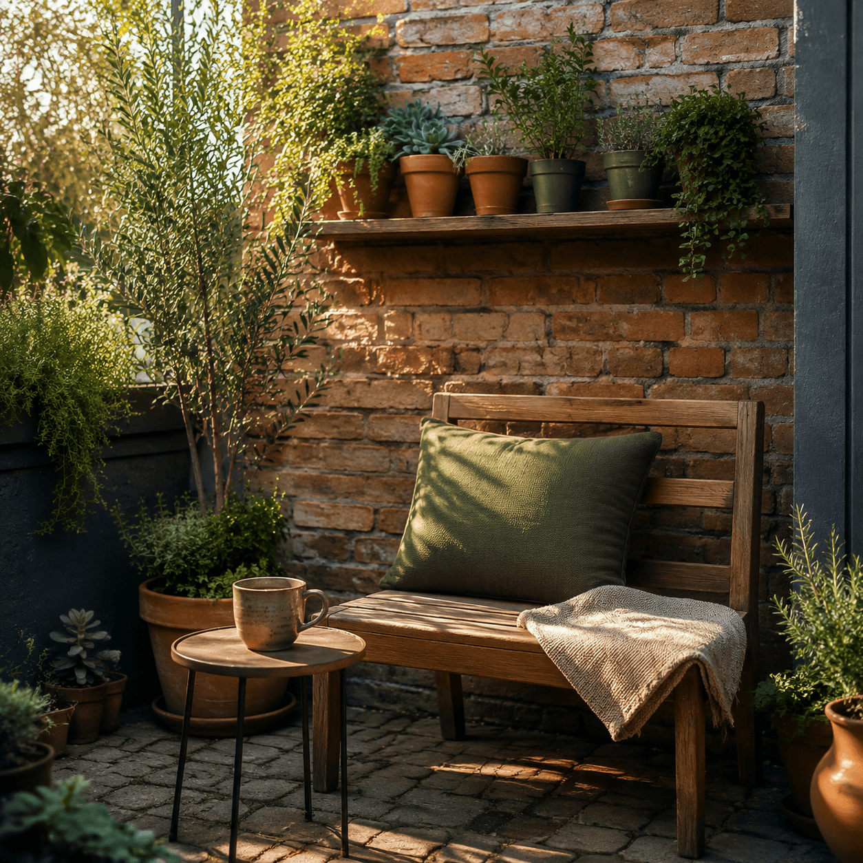 Small Yard Coffee Corner — outdoor living board rendered with gpt-image-2
